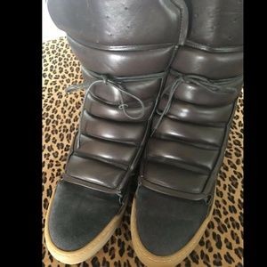 H&M Studio Collection Brown Quilted Leather Shoes Boots US 9.5M EU41